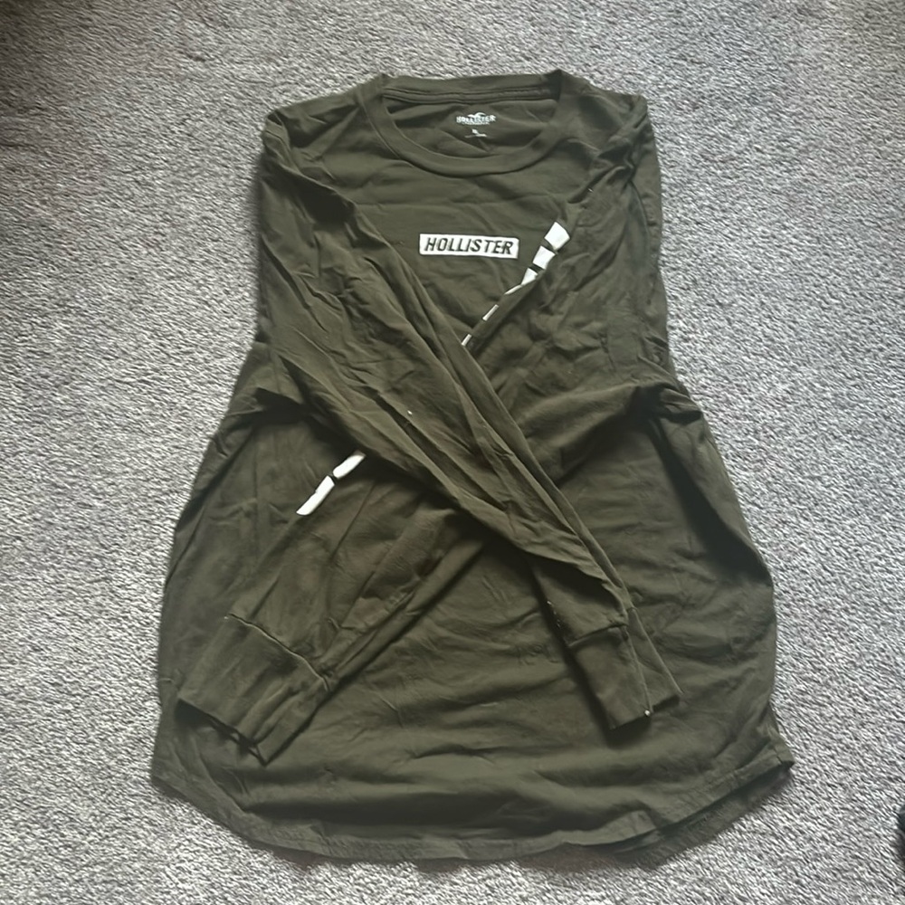 Long sleeve hollister olive green slightly worn shirt